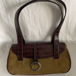 Equipage brand of Paris Olive & Brown  Suede Small Handbag